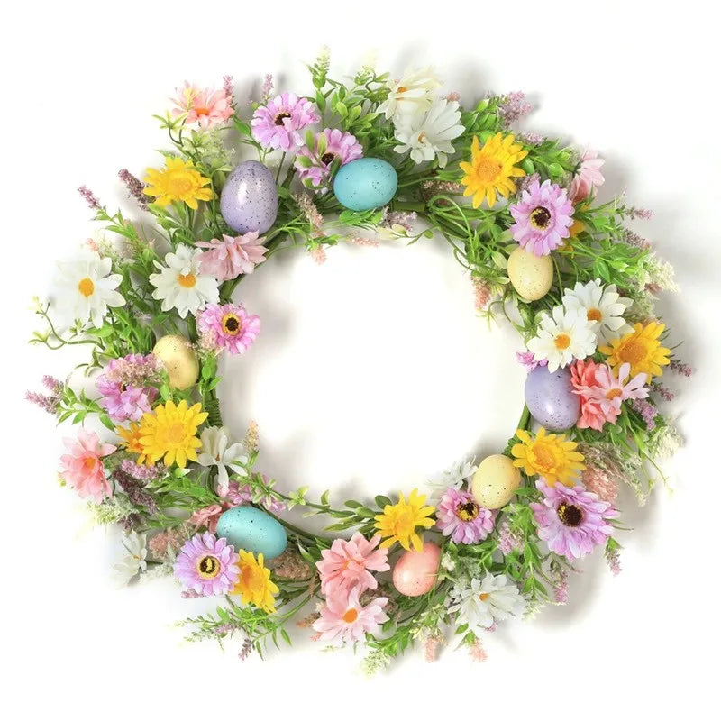 Easter Egg Wreath – Pastel Mini Easter Eggs for Front Door, Window, and Spring Decor - 45cm